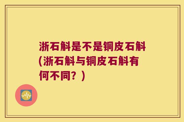 浙石斛是不是铜皮石斛(浙石斛与铜皮石斛有何不同?) 浙石斛是不是铜皮石斛(浙石斛与铜皮石斛有何不同?)