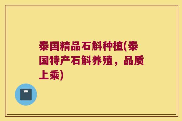 泰国精品石斛种植(泰国特产石斛养殖，品质上乘)