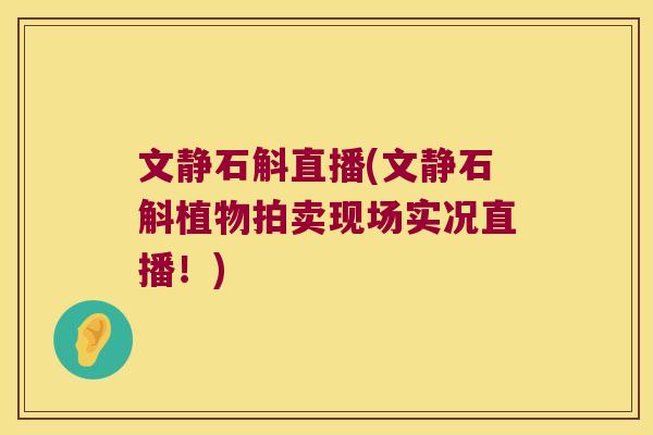 文静石斛直播(文静石斛植物拍卖现场实况直播！)