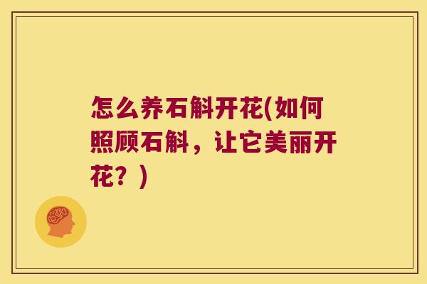 怎么养石斛开花(如何照顾石斛，让它美丽开花？)