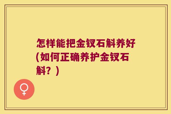 怎样能把金钗石斛养好(如何正确养护金钗石斛？)