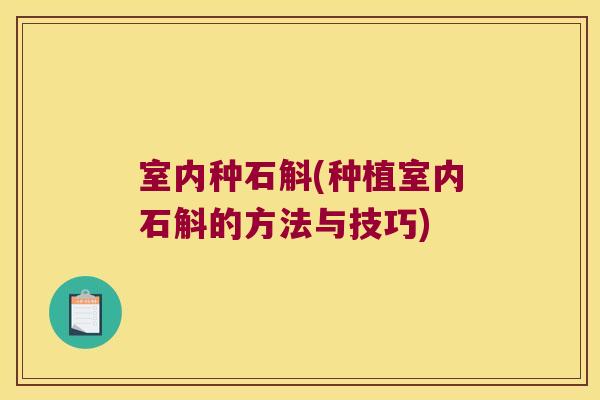 室内种石斛(种植室内石斛的方法与技巧)