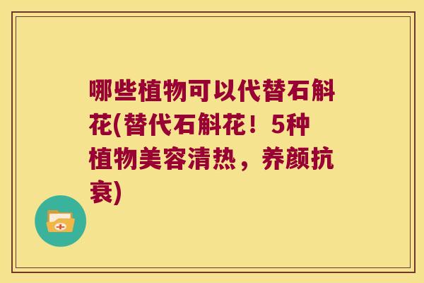哪些植物可以代替石斛花(替代石斛花！5种植物美容清热，养颜抗衰)
