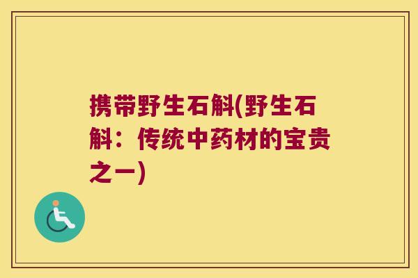 携带野生石斛(野生石斛：传统中药材的宝贵之一)