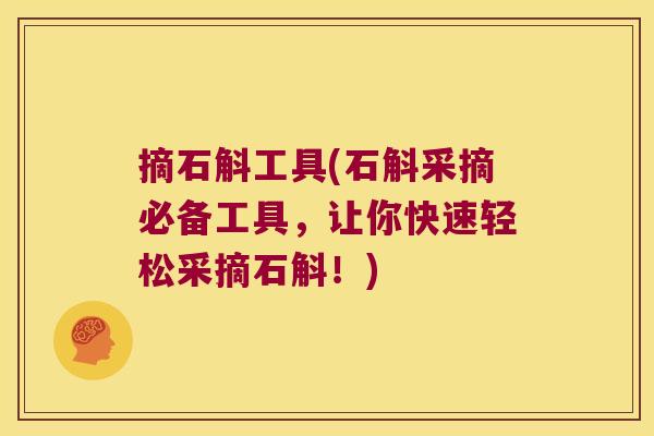 摘石斛工具(石斛采摘必备工具，让你快速轻松采摘石斛！)