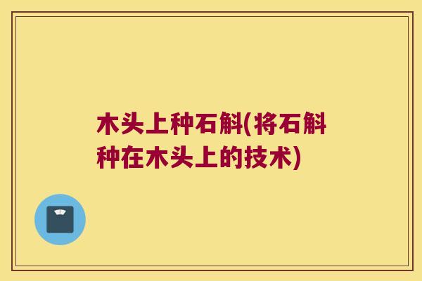 木头上种石斛(将石斛种在木头上的技术)