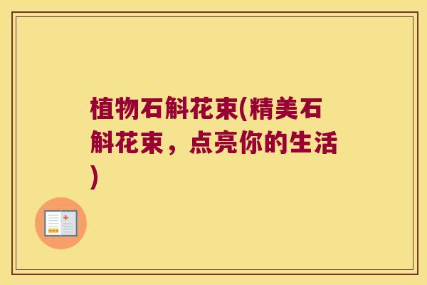 植物石斛花束(精美石斛花束，点亮你的生活)