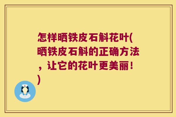 怎样晒铁皮石斛花叶(晒铁皮石斛的正确方法，让它的花叶更美丽！)