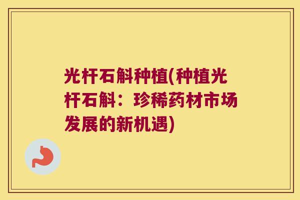 光杆石斛种植(种植光杆石斛：珍稀药材市场发展的新机遇)