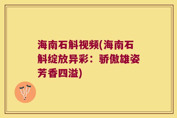 海南石斛视频(海南石斛绽放异彩：骄傲雄姿芳香四溢)
