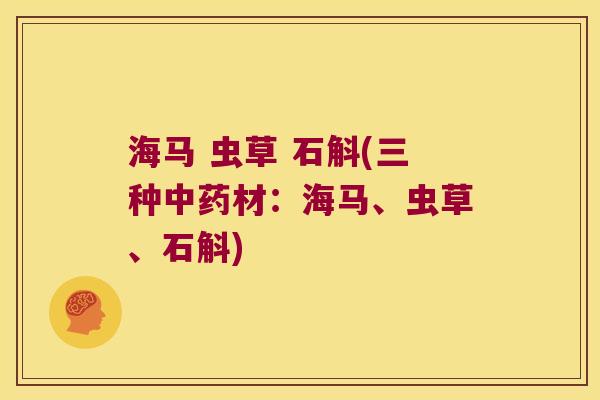 海马 虫草 石斛(三种中药材：海马、虫草、石斛)