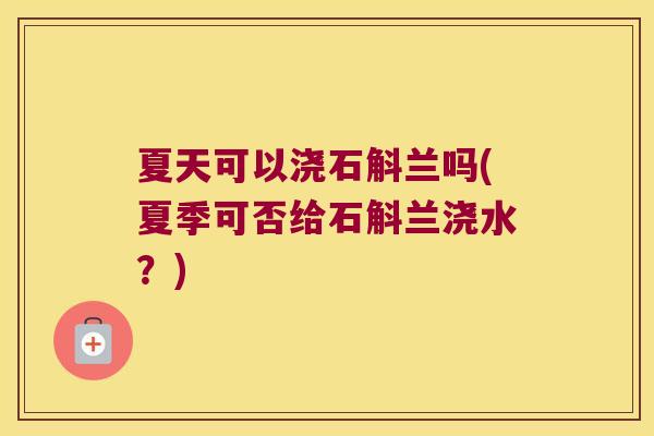 夏天可以浇石斛兰吗(夏季可否给石斛兰浇水？)