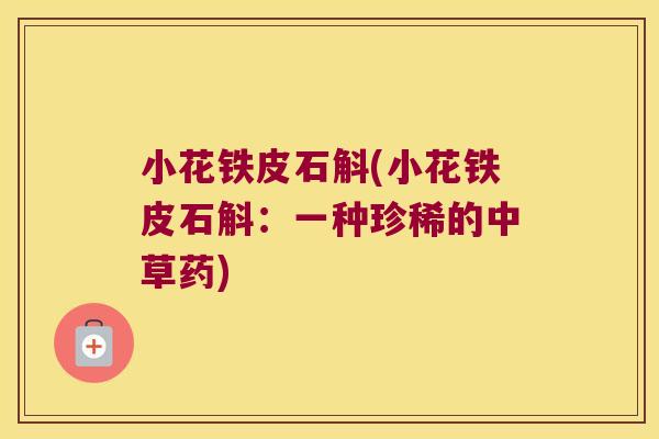 小花铁皮石斛(小花铁皮石斛：一种珍稀的中草药)