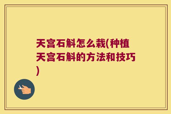天宫石斛怎么栽(种植天宫石斛的方法和技巧)