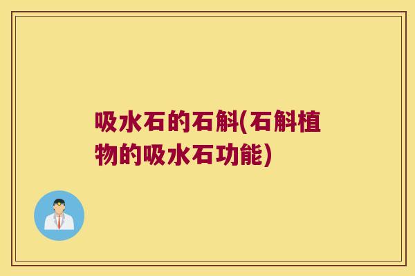 吸水石的石斛(石斛植物的吸水石功能)