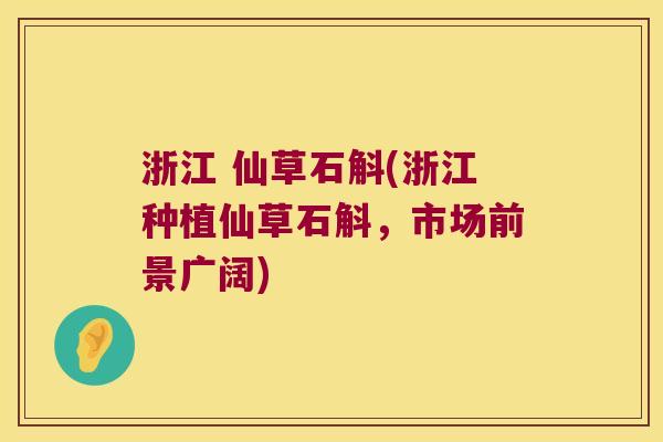 浙江 仙草石斛(浙江种植仙草石斛，市场前景广阔)