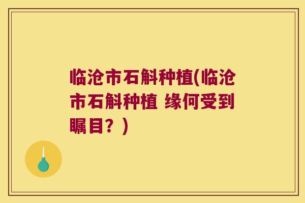 临沧市石斛种植(临沧市石斛种植 缘何受到瞩目？)