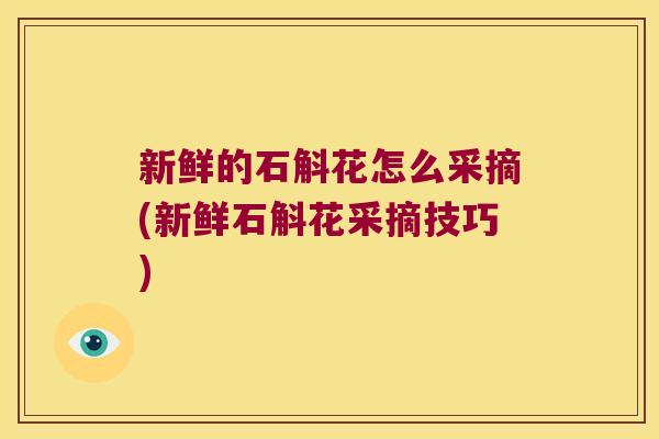 新鲜的石斛花怎么采摘(新鲜石斛花采摘技巧)