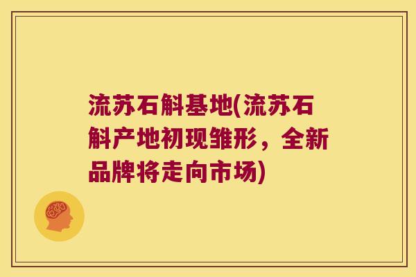 流苏石斛基地(流苏石斛产地初现雏形，全新品牌将走向市场)