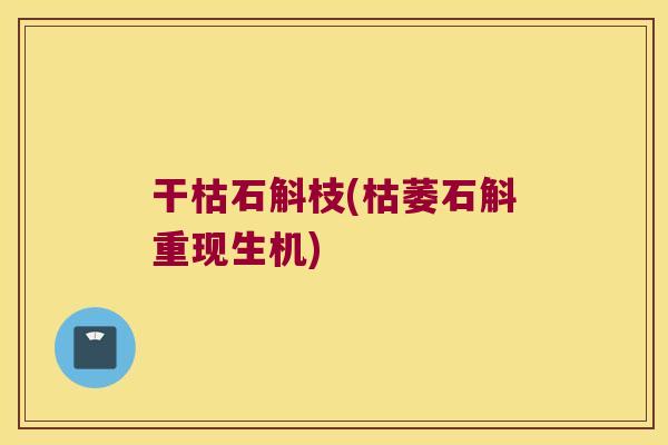 干枯石斛枝(枯萎石斛重现生机)