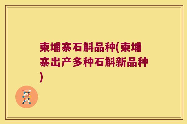 柬埔寨石斛品种(柬埔寨出产多种石斛新品种)