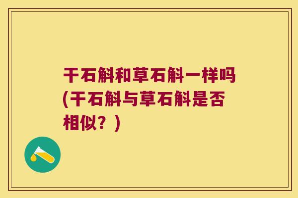 干石斛和草石斛一样吗(干石斛与草石斛是否相似？)