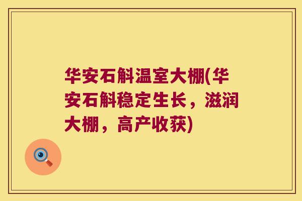 华安石斛温室大棚(华安石斛稳定生长，滋润大棚，高产收获)