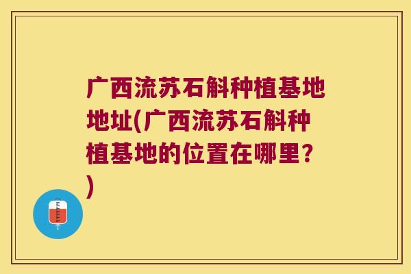 广西流苏石斛种植基地地址(广西流苏石斛种植基地的位置在哪里?) 广西流苏石斛种植基地地址(广西流苏石斛种植基地的位置在哪里?)