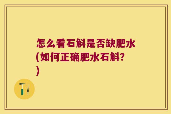 怎么看石斛是否缺肥水(如何正确肥水石斛?) 怎么看石斛是否缺肥水(如何正确肥水石斛?)