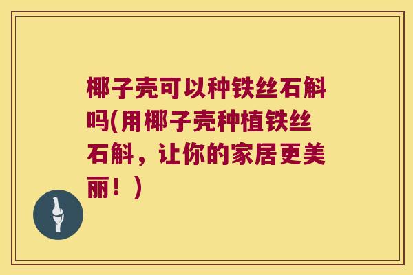 椰子壳可以种铁丝石斛吗(用椰子壳种植铁丝石斛，让你的家居更美丽！)