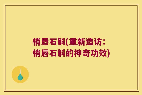 梢唇石斛(重新造访：梢唇石斛的神奇功效)