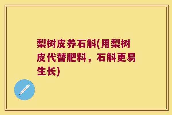 梨树皮养石斛(用梨树皮代替肥料，石斛更易生长)