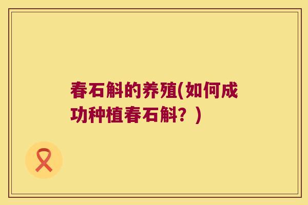 春石斛的养殖(如何成功种植春石斛？)