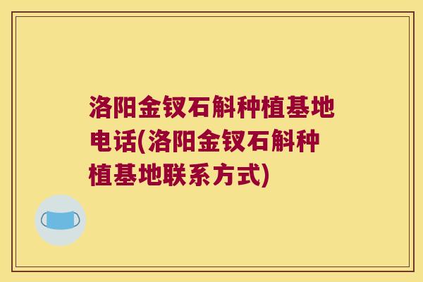 洛阳金钗石斛种植基地电话(洛阳金钗石斛种植基地联系方式)
