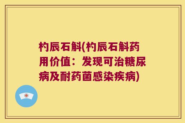 杓辰石斛(杓辰石斛药用价值：发现可治糖尿病及耐药菌感染疾病)