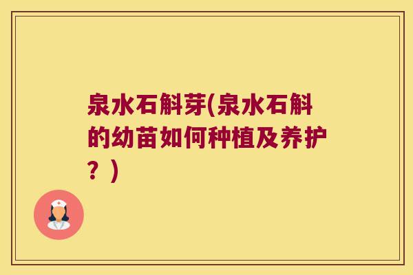 泉水石斛芽(泉水石斛的幼苗如何种植及养护？)