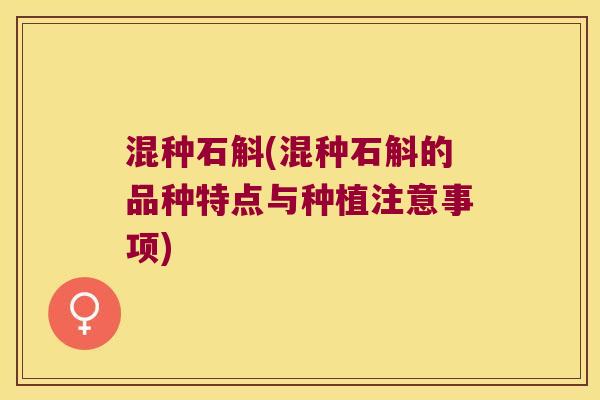 混种石斛(混种石斛的品种特点与种植注意事项)