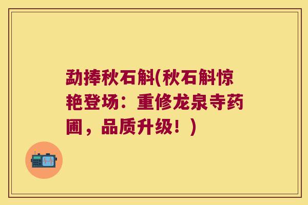 勐捧秋石斛(秋石斛惊艳登场:重修龙泉寺药圃,品质升级!) 勐捧秋石斛(秋石斛惊艳登场:重修龙泉寺药圃,品质升级!)