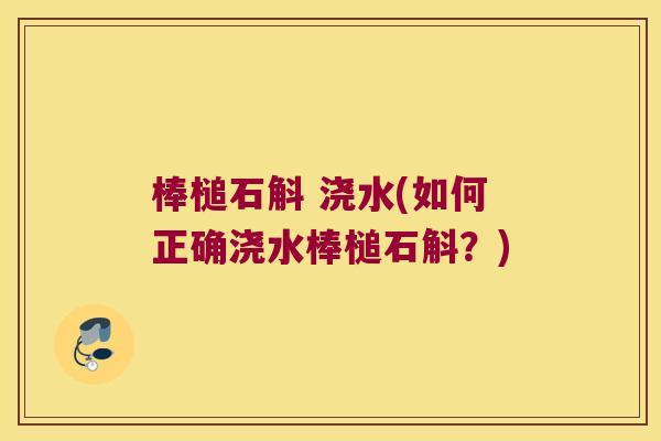 棒槌石斛 浇水(如何正确浇水棒槌石斛？)