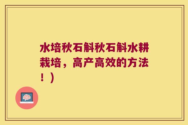 水培秋石斛秋石斛水耕栽培，高产高效的方法！)
