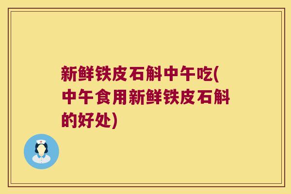 新鲜铁皮石斛中午吃(中午食用新鲜铁皮石斛的好处)