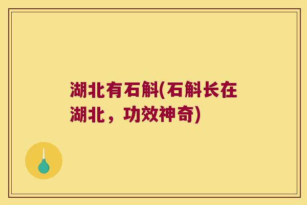 湖北有石斛(石斛长在湖北，功效神奇)