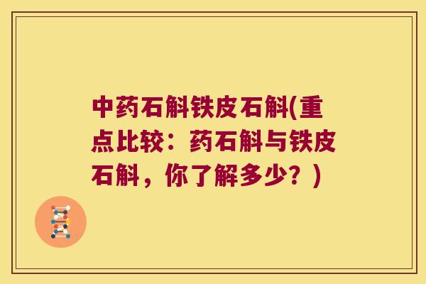 中药石斛铁皮石斛(重点比较：药石斛与铁皮石斛，你了解多少？)