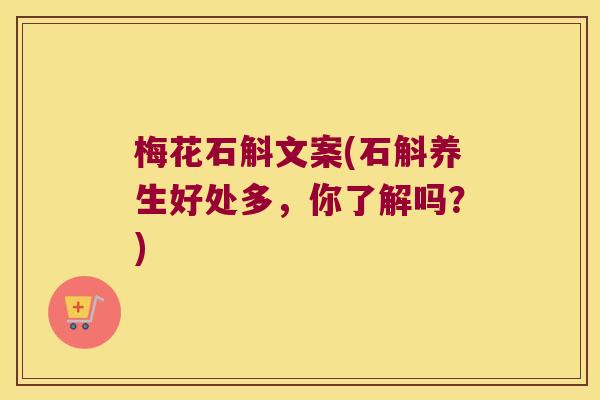 梅花石斛文案(石斛养生好处多，你了解吗？)