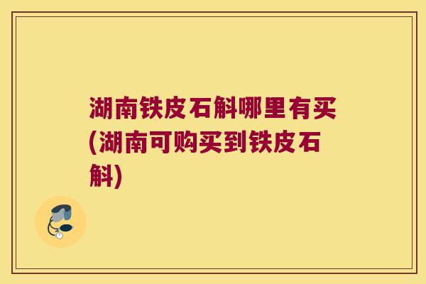 湖南铁皮石斛哪里有买(湖南可购买到铁皮石斛)