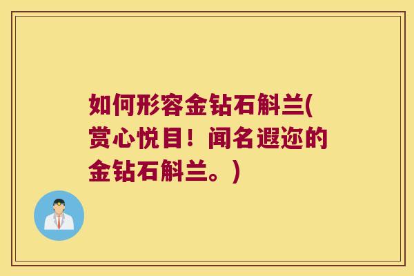 如何形容金钻石斛兰(赏心悦目！闻名遐迩的金钻石斛兰。)