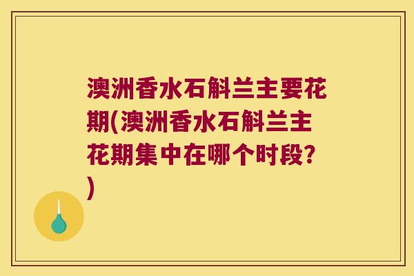 澳洲香水石斛兰主要花期(澳洲香水石斛兰主花期集中在哪个时段？)