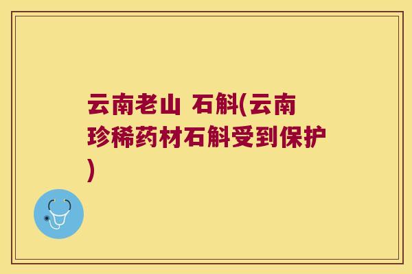 云南老山 石斛(云南珍稀药材石斛受到保护)