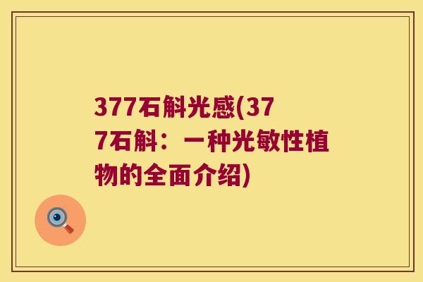 377石斛光感(377石斛：一种光敏性植物的全面介绍)