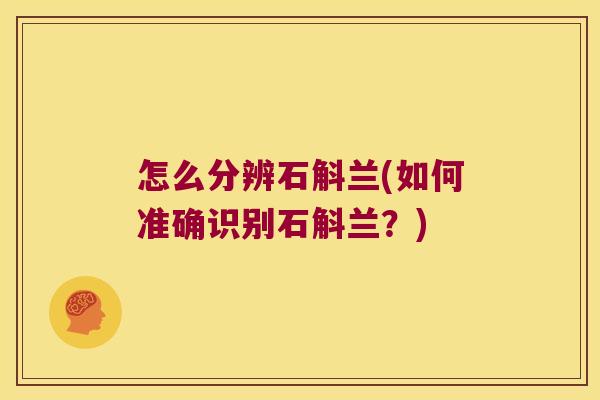怎么分辨石斛兰(如何准确识别石斛兰？)